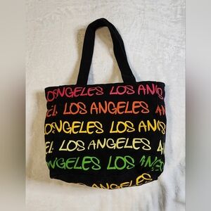 Robin Ruth Los Angeles‎ Canvas Tote, Black and Multicolor, EUC